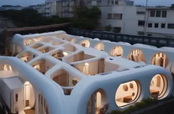 Modern and efficient capsule hotel with high-tech sleeping pods, perfect for the contemporary, minimalist traveler.