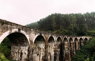 Scenic view of Ella's rolling hills and the famous Nine Arch Bridge.